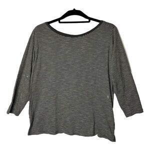 Pact | Charcoal Gray White Striped Organic Cotton Boxy Tee, Large